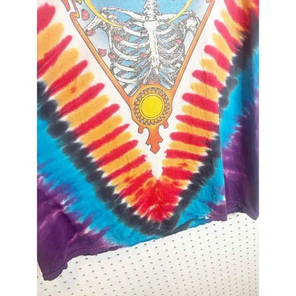 Vintage 2003 Grateful Dead Liquid Blue Tie Dye T-Shirt | Skeleton & Roses | XL - Picture 5 of 11